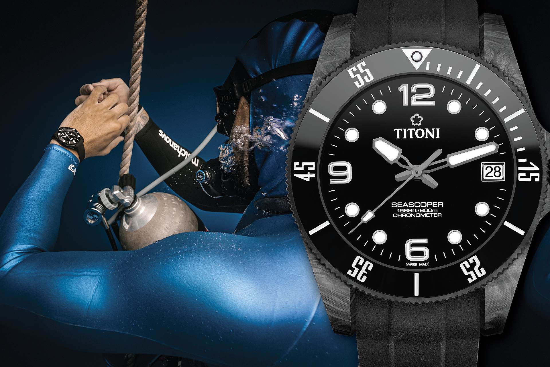 TITONI Seascoper Carbon-Tech搭檔Petar Klovar於2022 自由潛水世界賽勇破2項世界紀錄