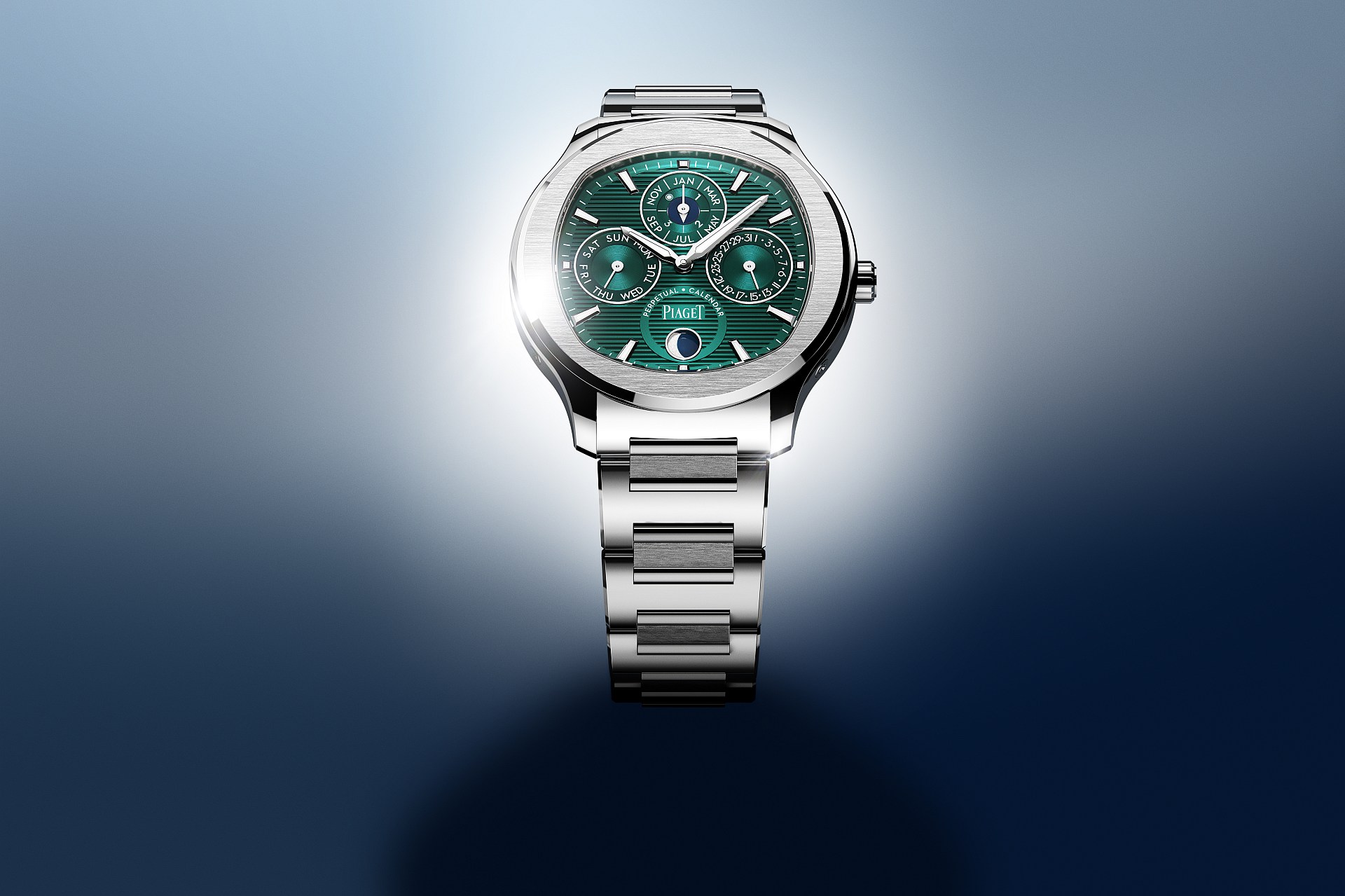 無須言喻的低調奢華：伯爵Polo系列礦石綠超薄萬年曆自動腕錶