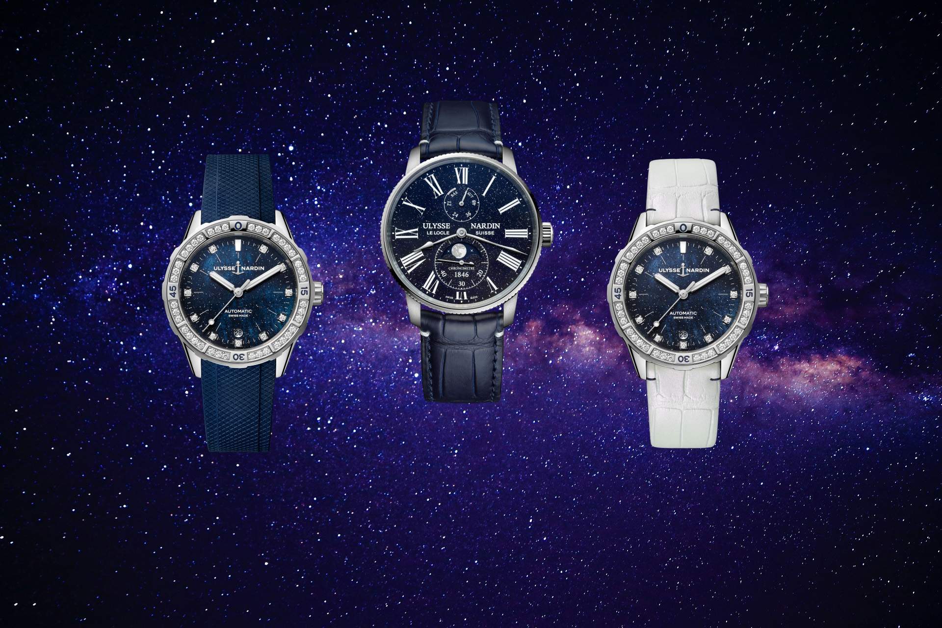 夢幻砂金：雅典DIVER潛水系列星夜腕錶與航海系列領航者砂金石月相腕錶