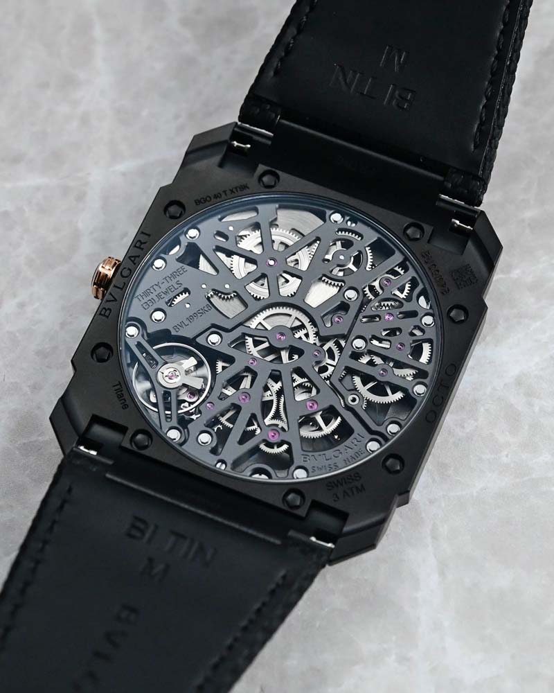 BVL 199 SK¾÷ªä¥H¶È¶È2.5²@¦Ìªº«p«×¡A¨Ï±o¾ã¥uOcto Finissimo Skeleton 8 Daysªº¿ö´ß¶È«p5.95²@¦Ì¡C